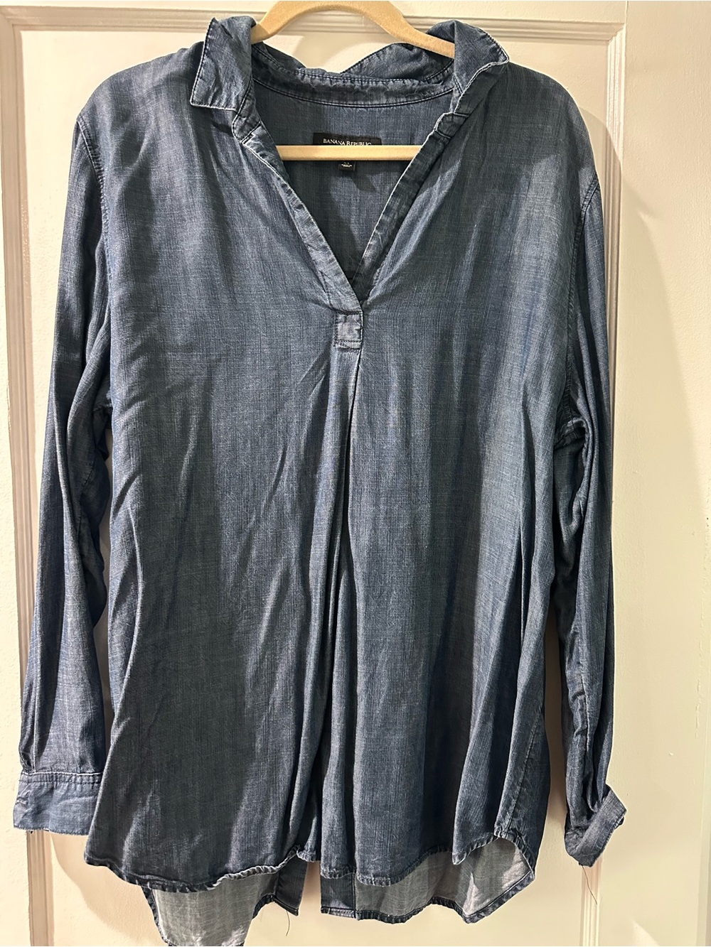 Banana Republic Indigo Blue Denim-Style Boyfriend Shirt